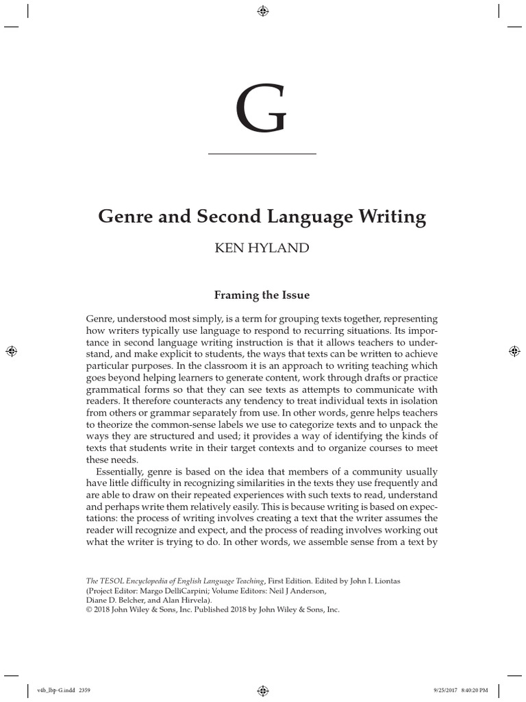 Genre in Second Language Writing | PDF | Genre | Learning