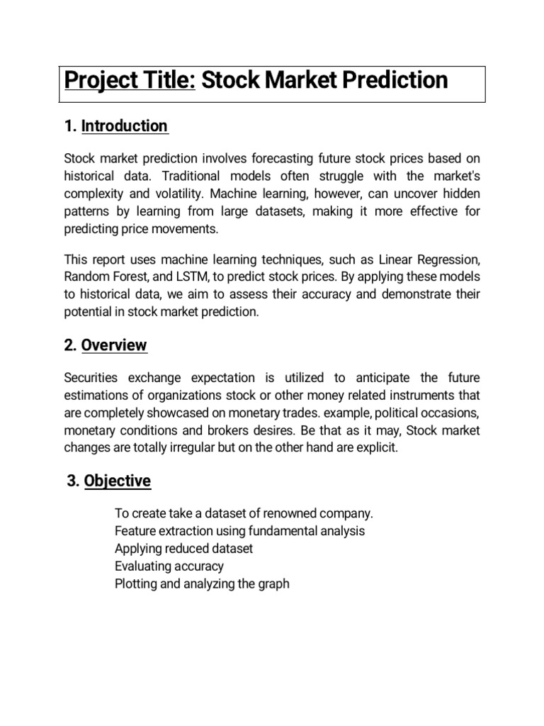 Stock Market Prediction Using ML Models | PDF | Regression Analysis ...