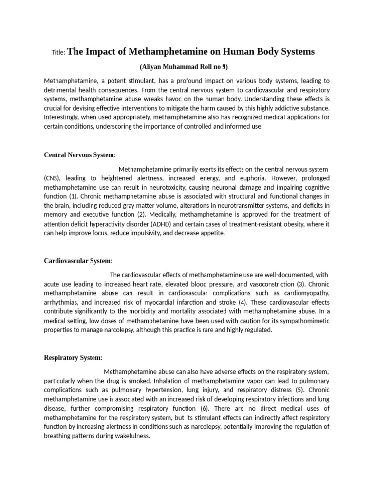 The Impact Of Methamphetamine On Human Body Systems Pdf