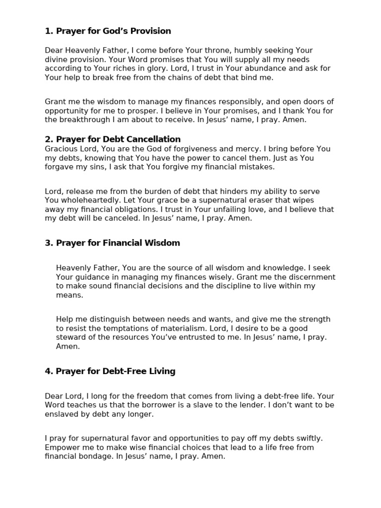 Powerful Prayers for Financial Freedom | PDF | Prayer | God The Father