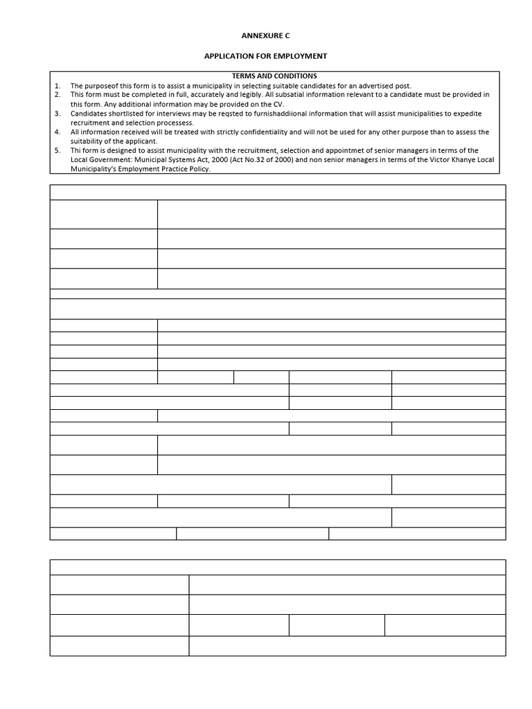 Application Form For Employment | PDF | Recruitment | Justice