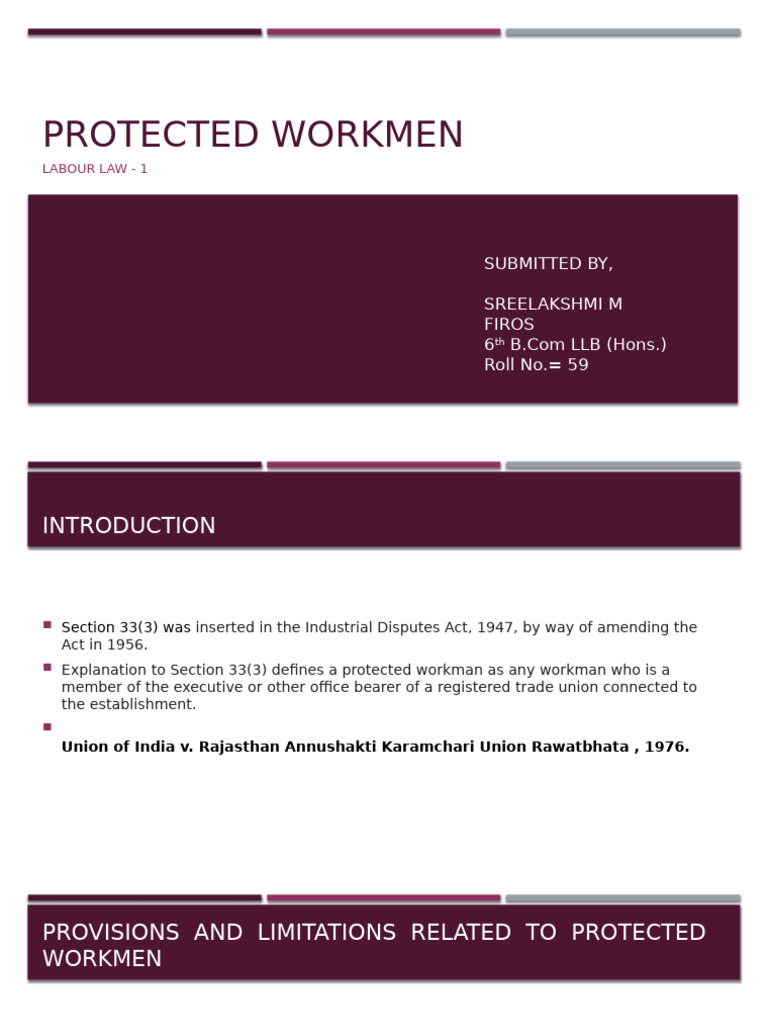 Protected Workmen In Labour Law Pdf