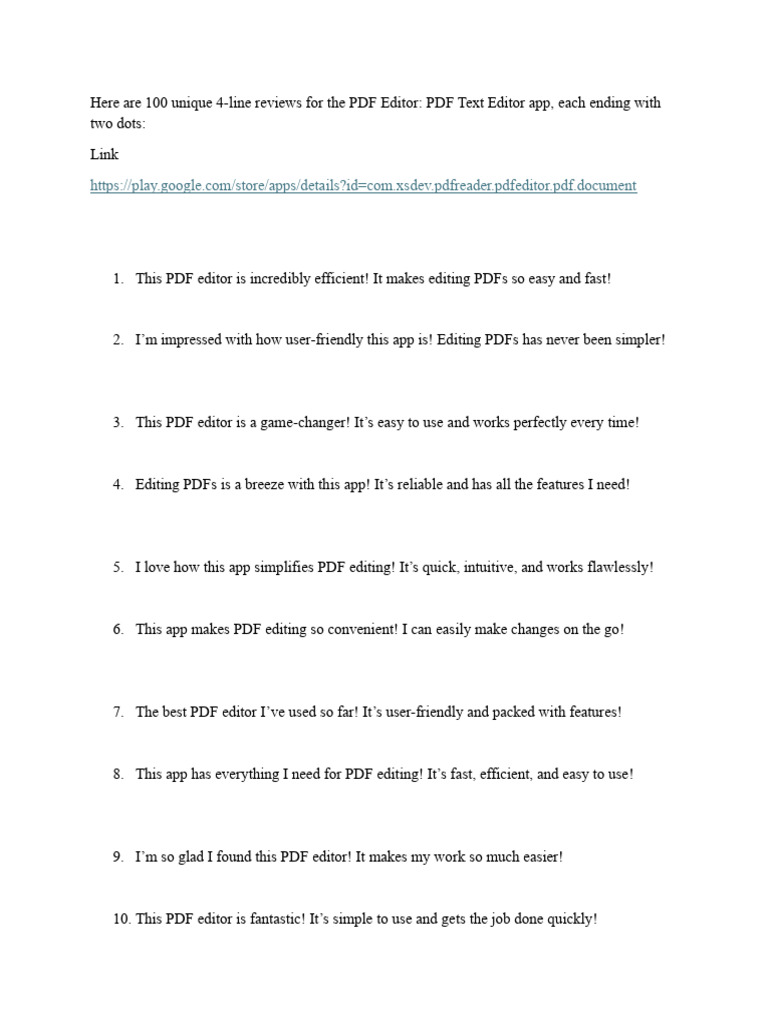 Document pdf editing application software