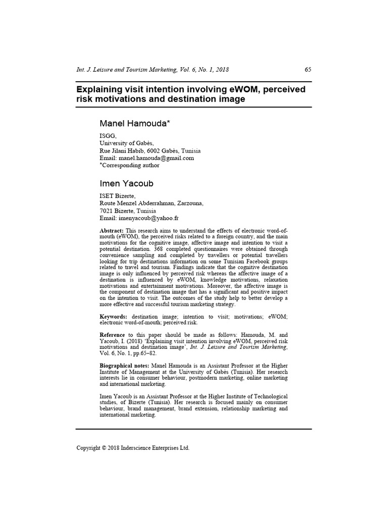 Hamouda 2018 | PDF | Affect (Psychology) | Risk