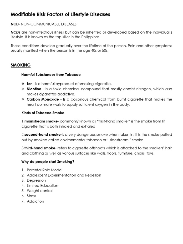 Lifestyle Disease Risk Factors Explained | PDF | Cancer | Heart