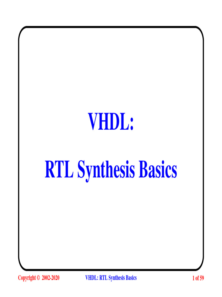 VHDL RTL Synthesis Basics PDF Vhdl Logic 