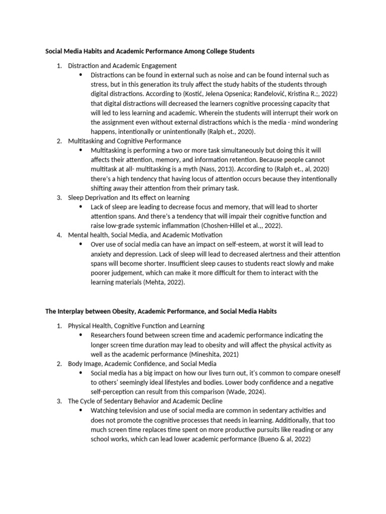 Social Media Habits and Academic Performance Among College Students ...