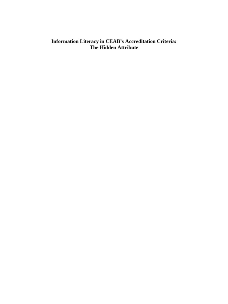 Information Literacy in CEAB Criteria | PDF | Information Literacy ...