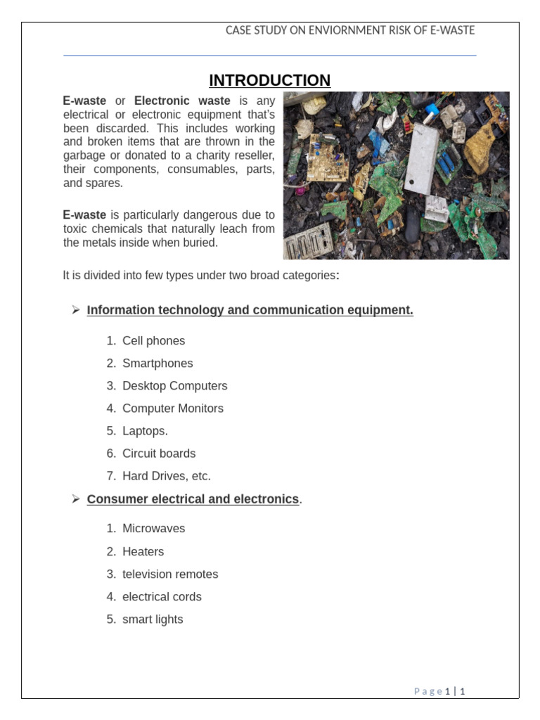 Case Study On Enviormental Risk OF E Waste | PDF | Electronic Waste | Waste