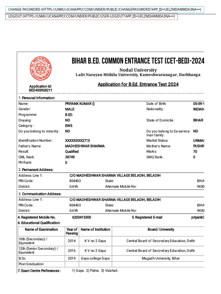 Lalit Narayan Mithila University PDF