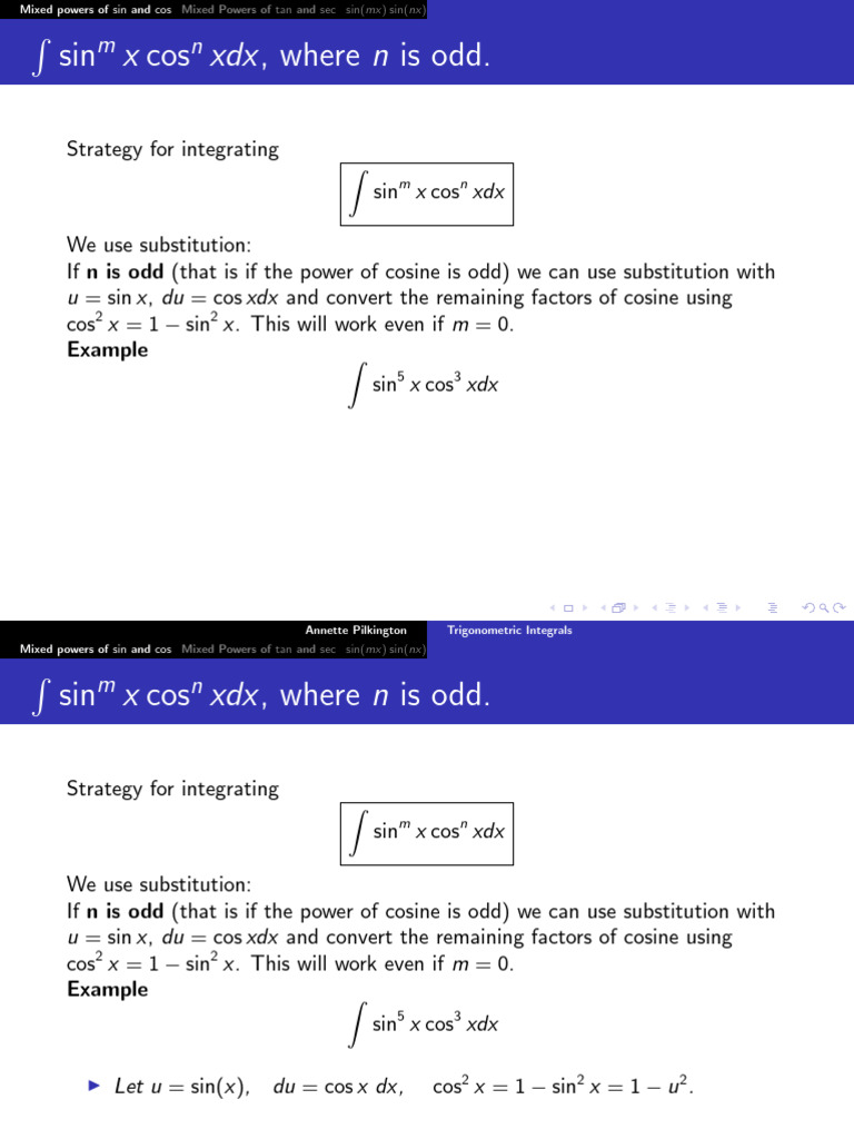 Integrating Mixed Powers of Sin and Cos | PDF | Trigonometric Functions ...
