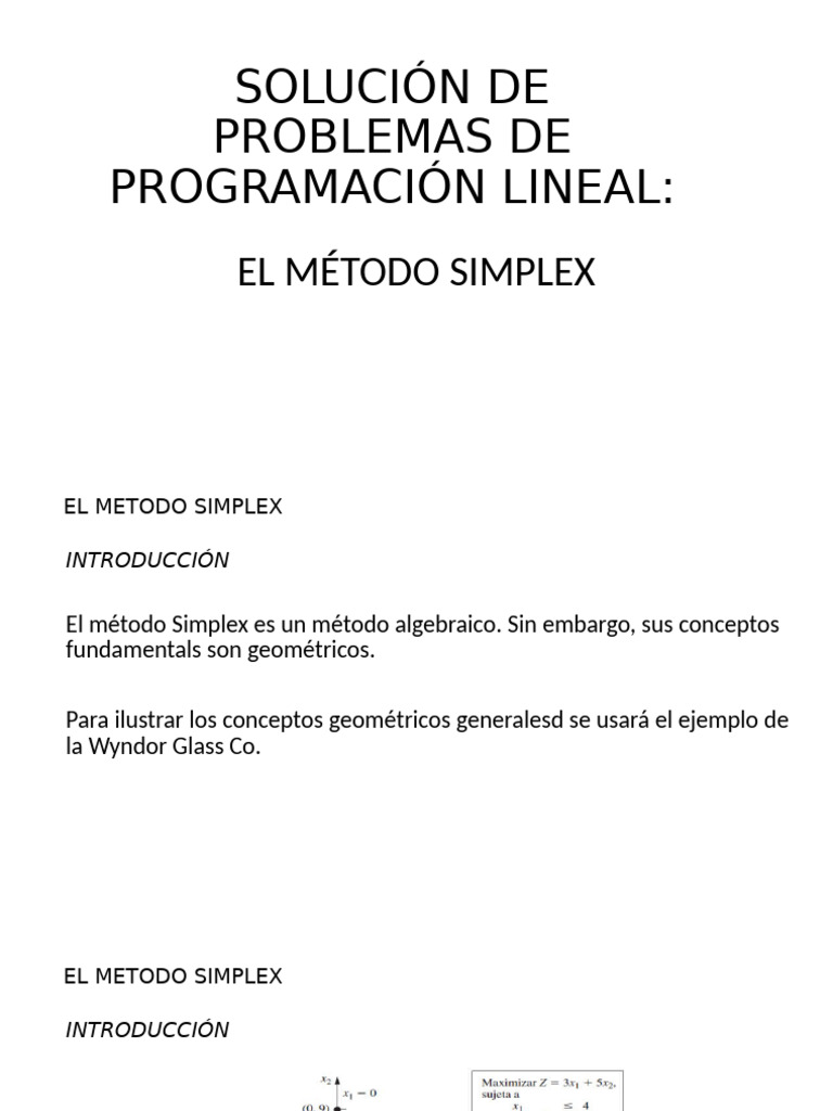 Método Simplex En Programación Lineal Pdf Matemáticas De La