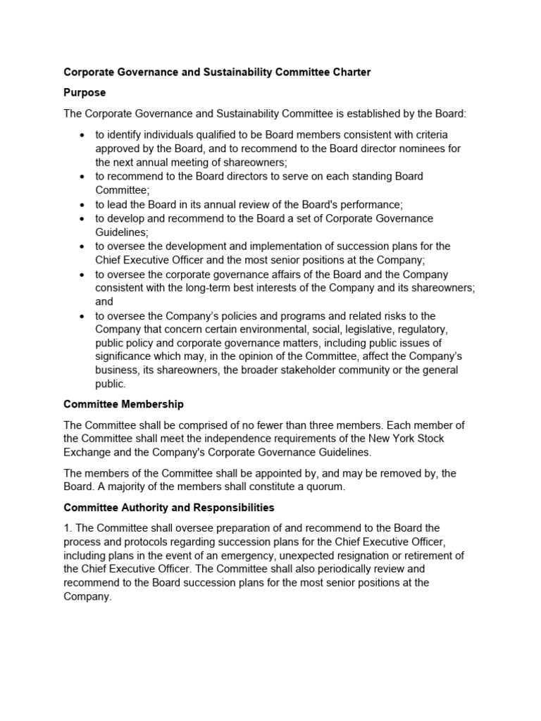 Board Governance & Sustainability | PDF | Corporate Governance | Governance