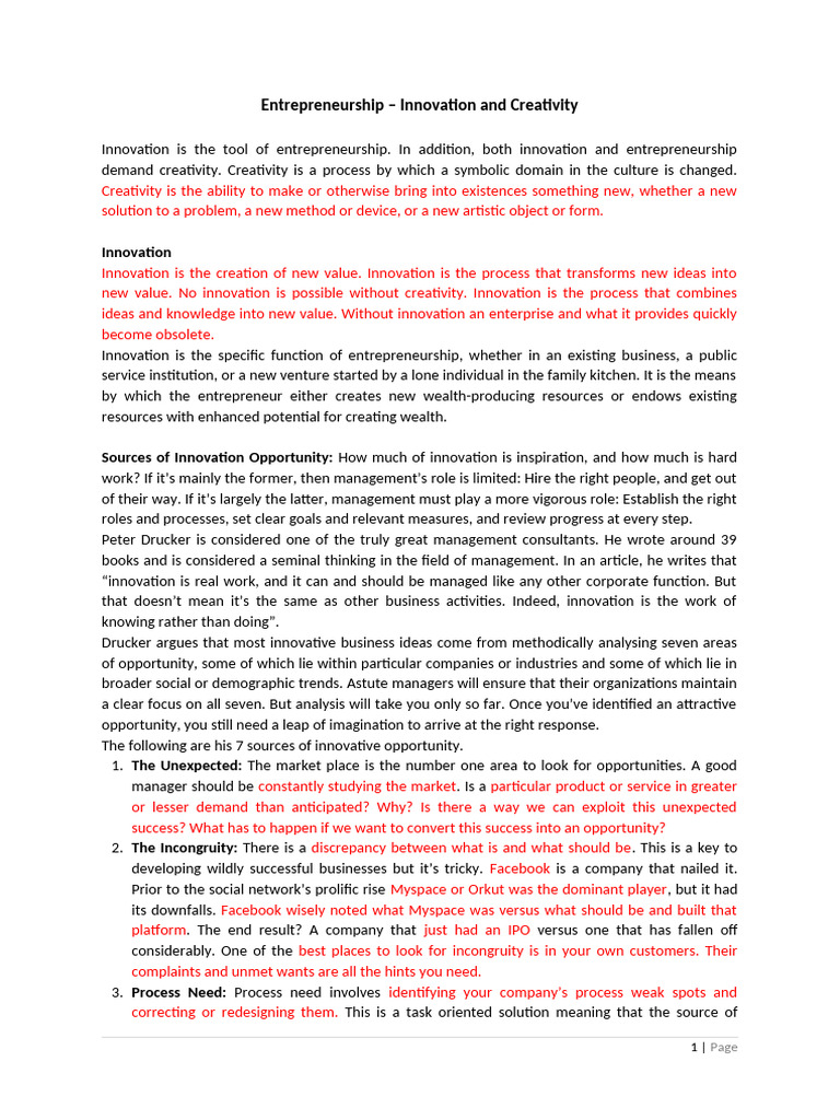 Chapter 3 - Innovation & Creativity | PDF | Entrepreneurship | Creativity