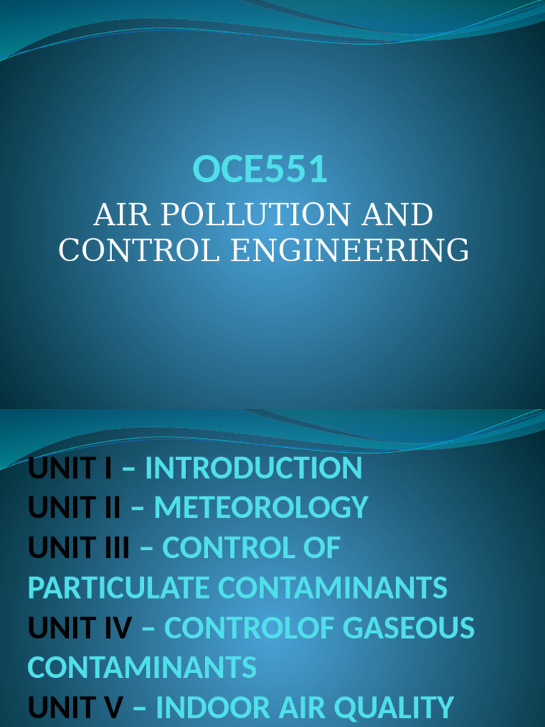 Air Pollution Control Engineering Overview | PDF | Atmosphere Of Earth ...