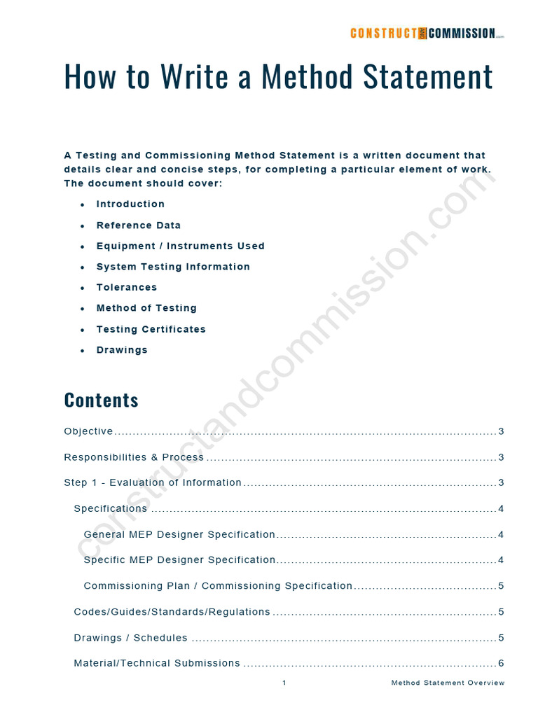 Testing and Commissioning Method Statement | PDF