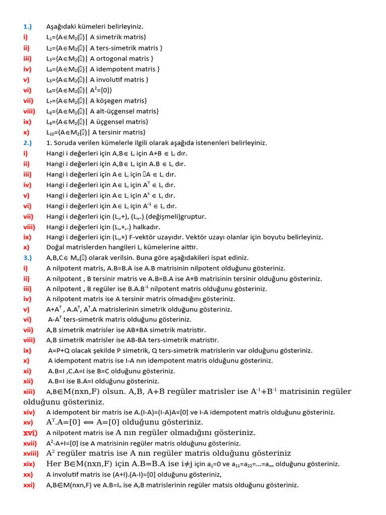 Lineer Cebir-I | PDF