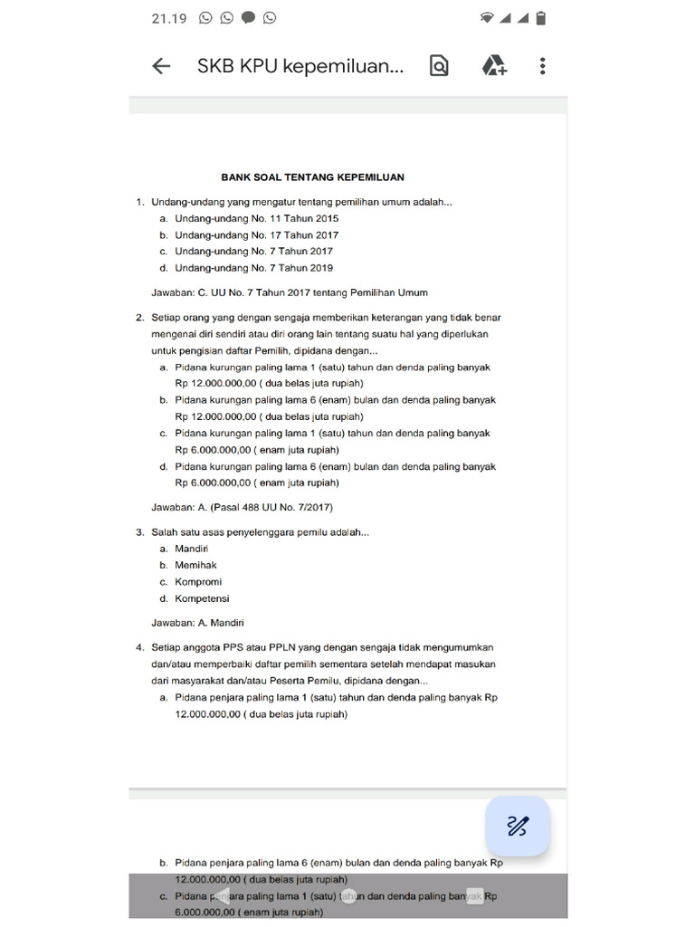 BANK Soal KPU | PDF