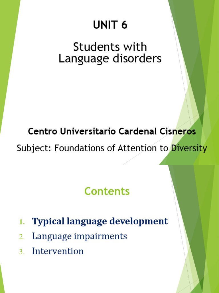 UNIT 6 - Language Disorders 24-25 | PDF | Speech | Aphasia