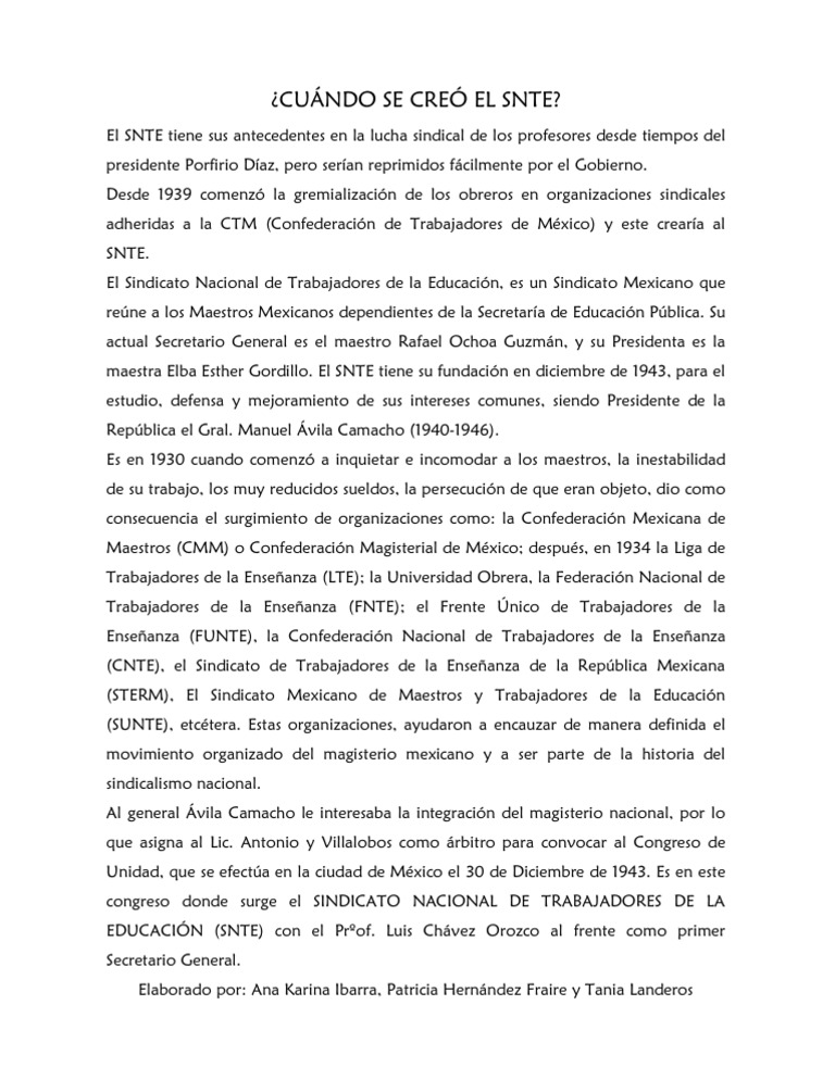 CUÁNDO SE CREÓ EL SNTE