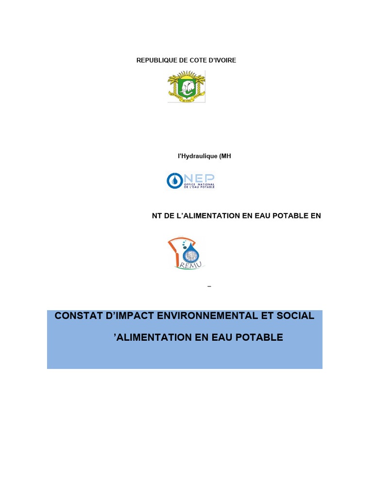 Impact environnemental du projet AEP Béoumi | PDF | Environnement naturel