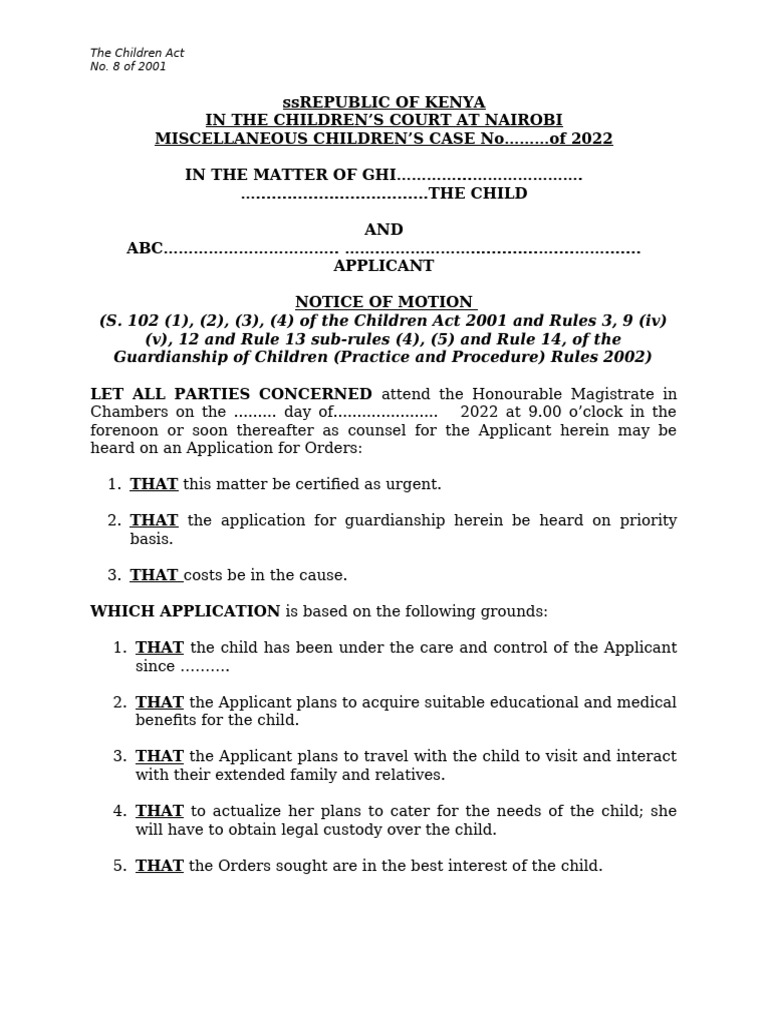 Guardianship Application Oqzq05 | PDF | Affidavit | Justice