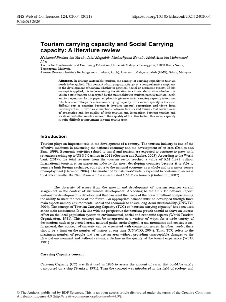 Carrying Capacity Tourism | PDF | Tourism | Environmental Social Science