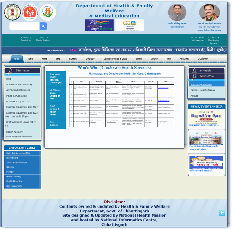 Health & Family Welfare, Govt. of Chhattisgarh Is | PDF | Health Care ...