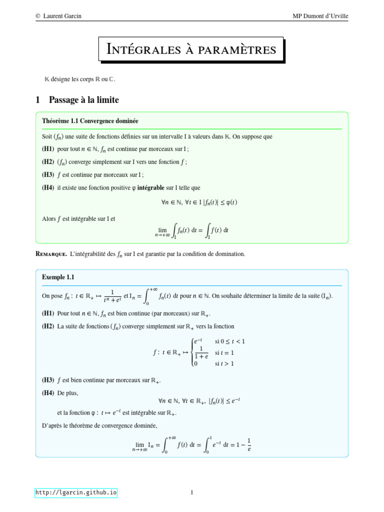 Convergence dominée et intégration | PDF | Limite (mathématiques ...
