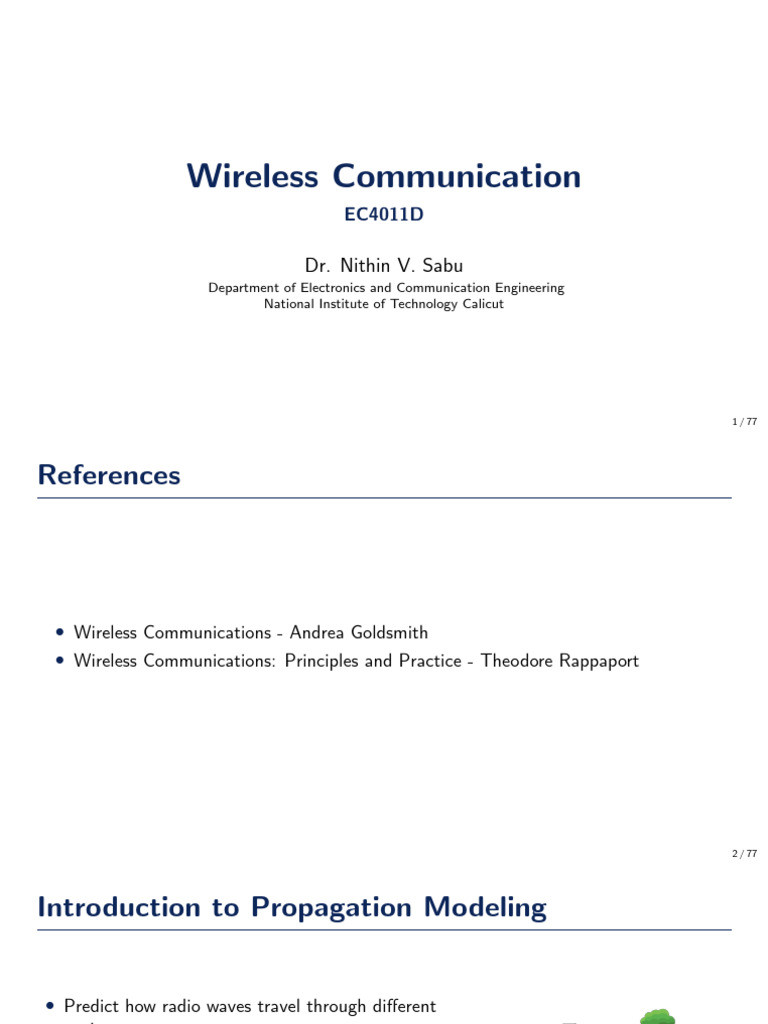 Wireless Communication Slides | PDF | Radio Propagation | Antenna (Radio)