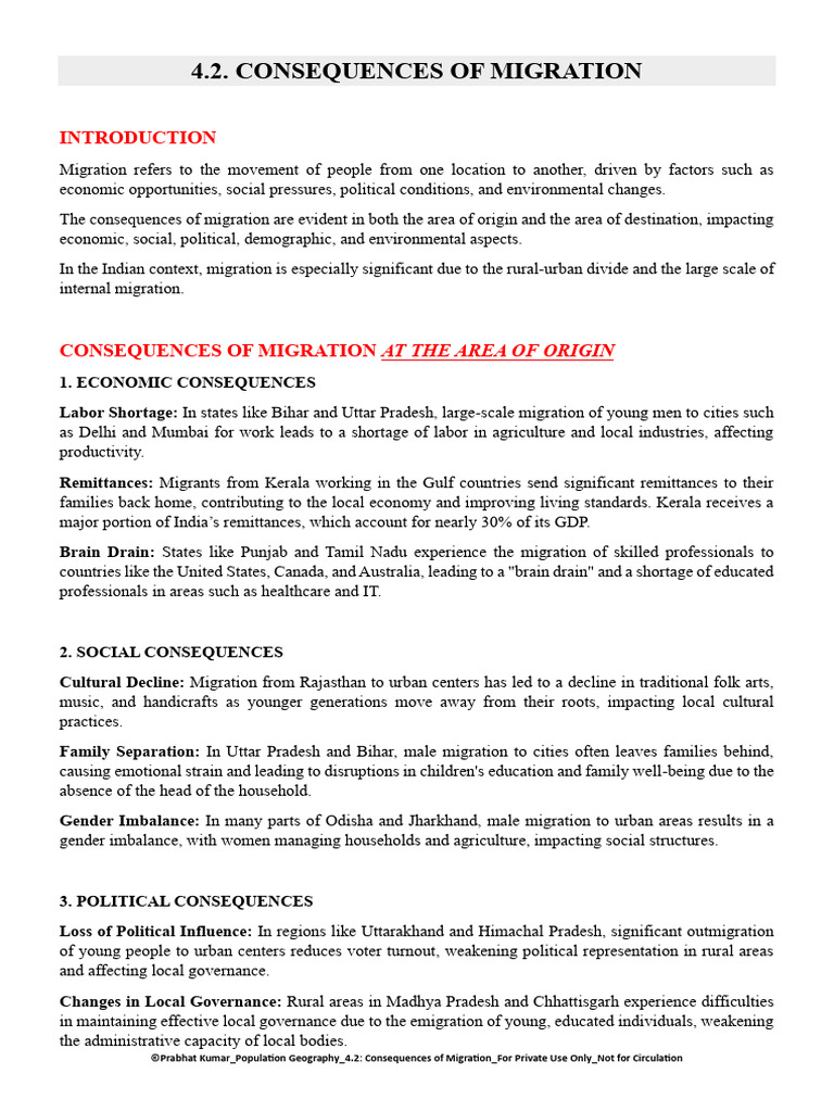 Consequences of Migration in India | PDF | Human Migration | Immigration