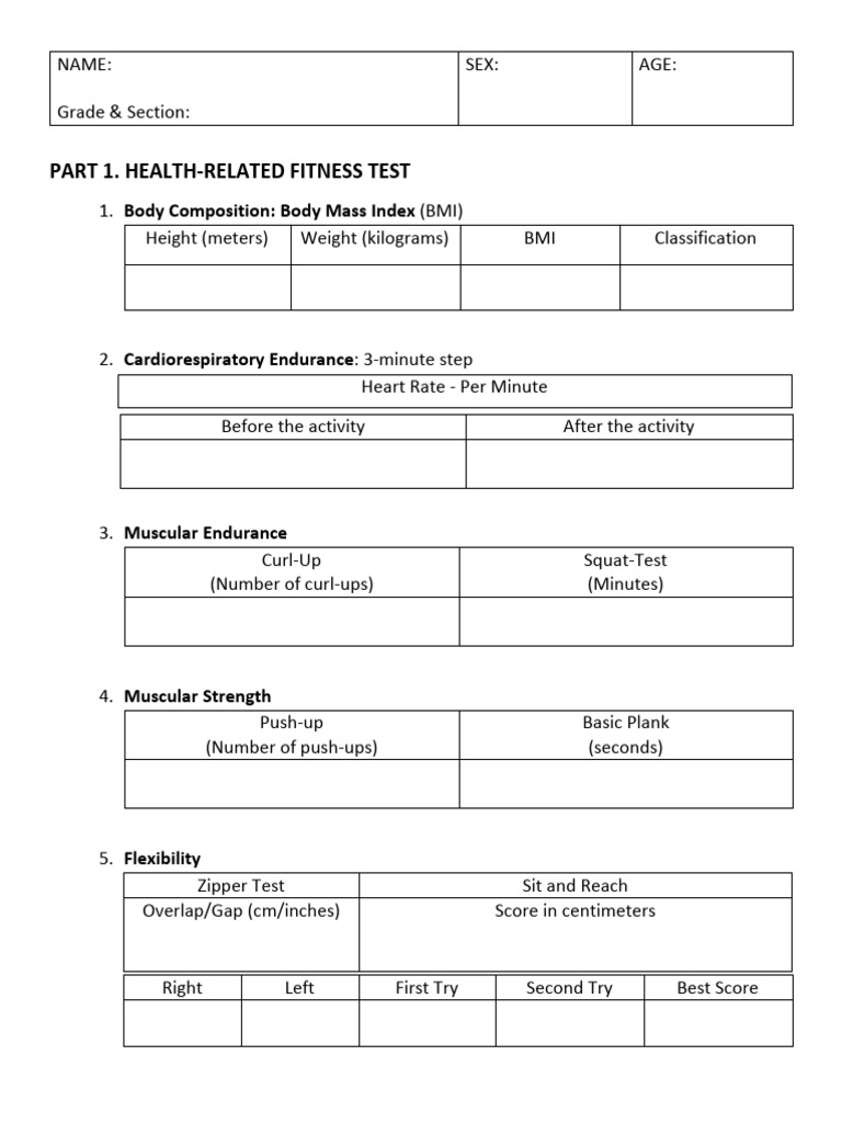 Fitness Assessment Test Results | PDF