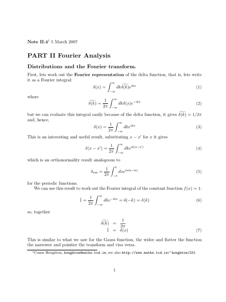 231.II.4 | PDF | Fourier Transform | Harmonic Analysis