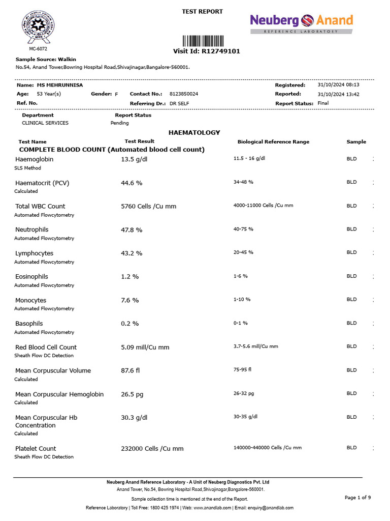 Lab Report | PDF | Creatinine | Vertebrates