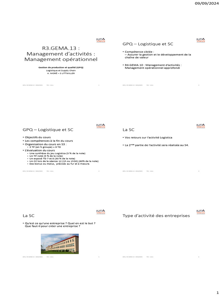 Management de la Supply Chain 2024-2025 | PDF | Gestion de la chaîne ...