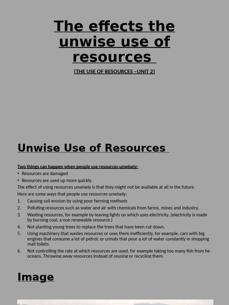 Effects of Unwise Resource Use | PDF | Overfishing | Grazing