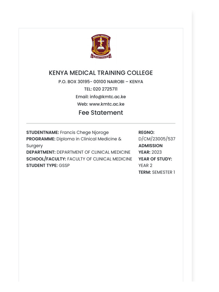 KENYA MEDICAL TRAINING COLLEGE FEE STRUCTURE visual data 5