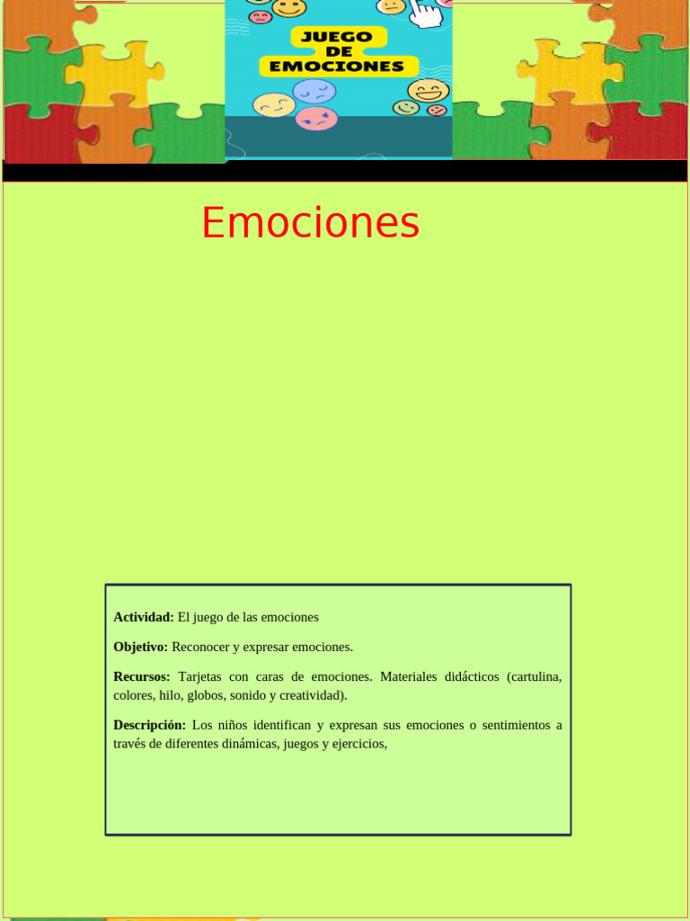 Juego de las emociones para niños | PDF | Las emociones | Inteligencia ...