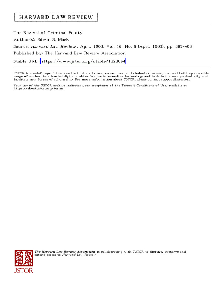 Revival of Criminal Equity in Law | PDF | Equity (Law) | Injunction