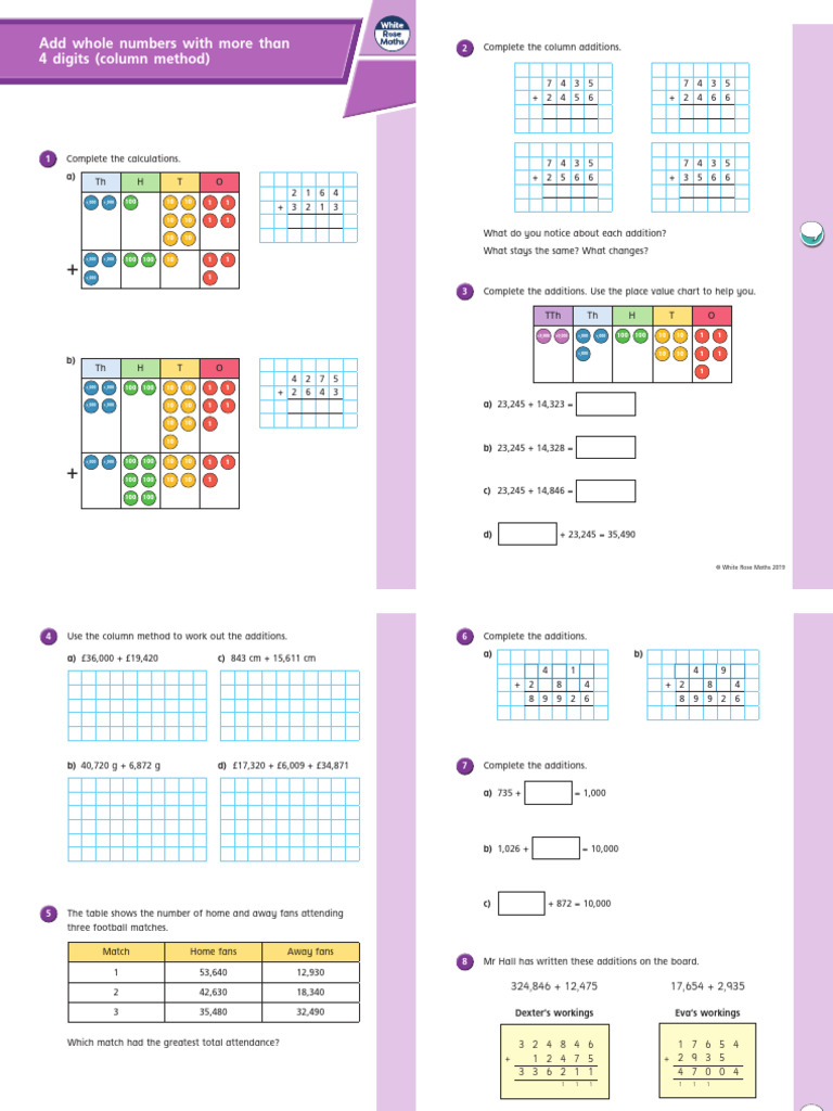 Y5 Autumn Block 2 Wo1 Add Whole Numbers With More Than 4 Digits Column ...