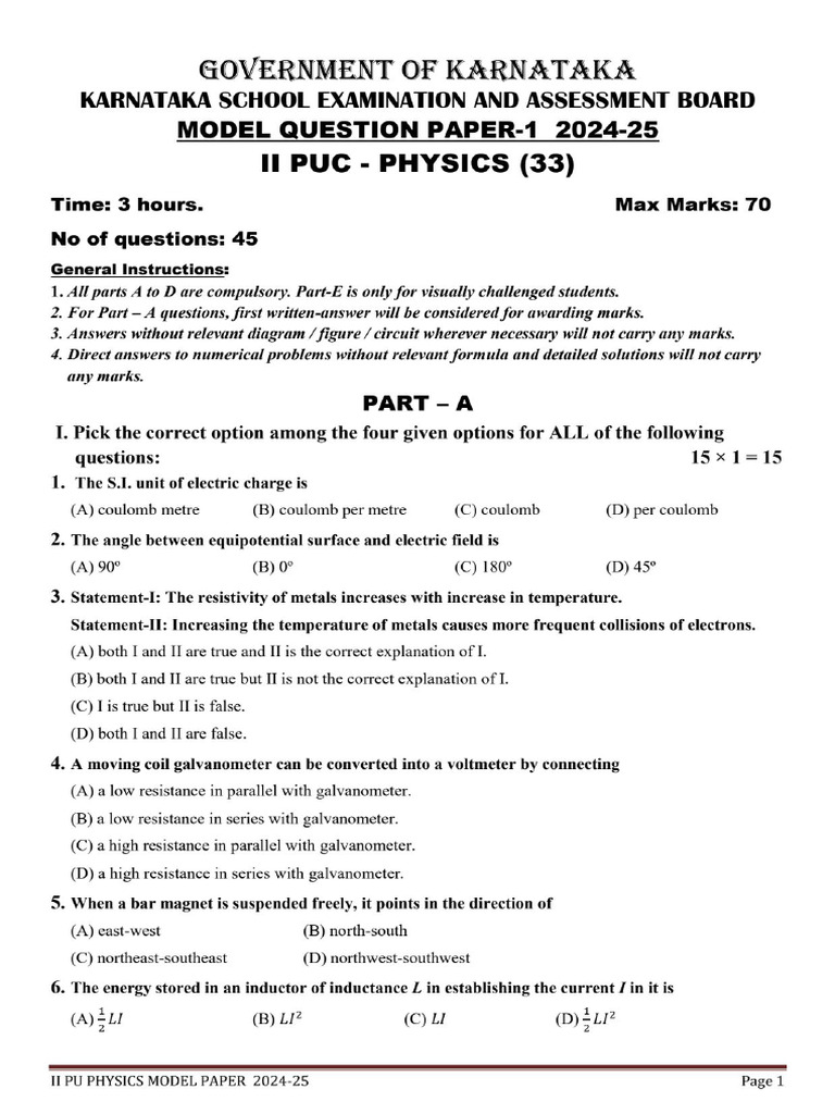 33 Physics MQP 1cnew | PDF