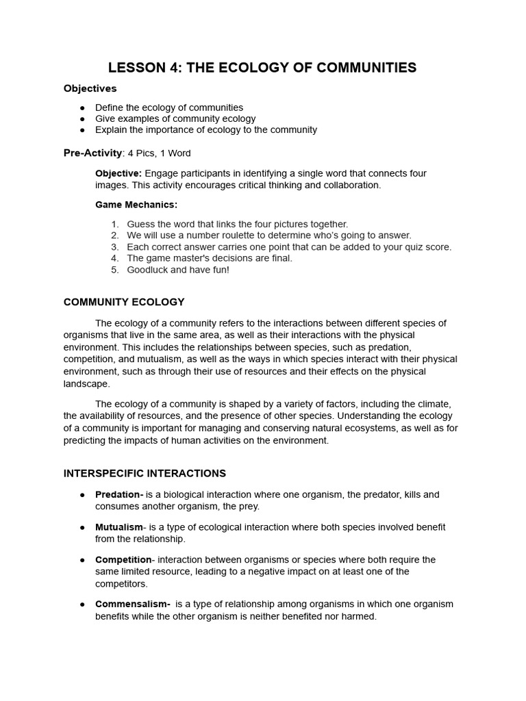 Community Ecology: Interactions & Importance | PDF | Ecosystem | Ecology