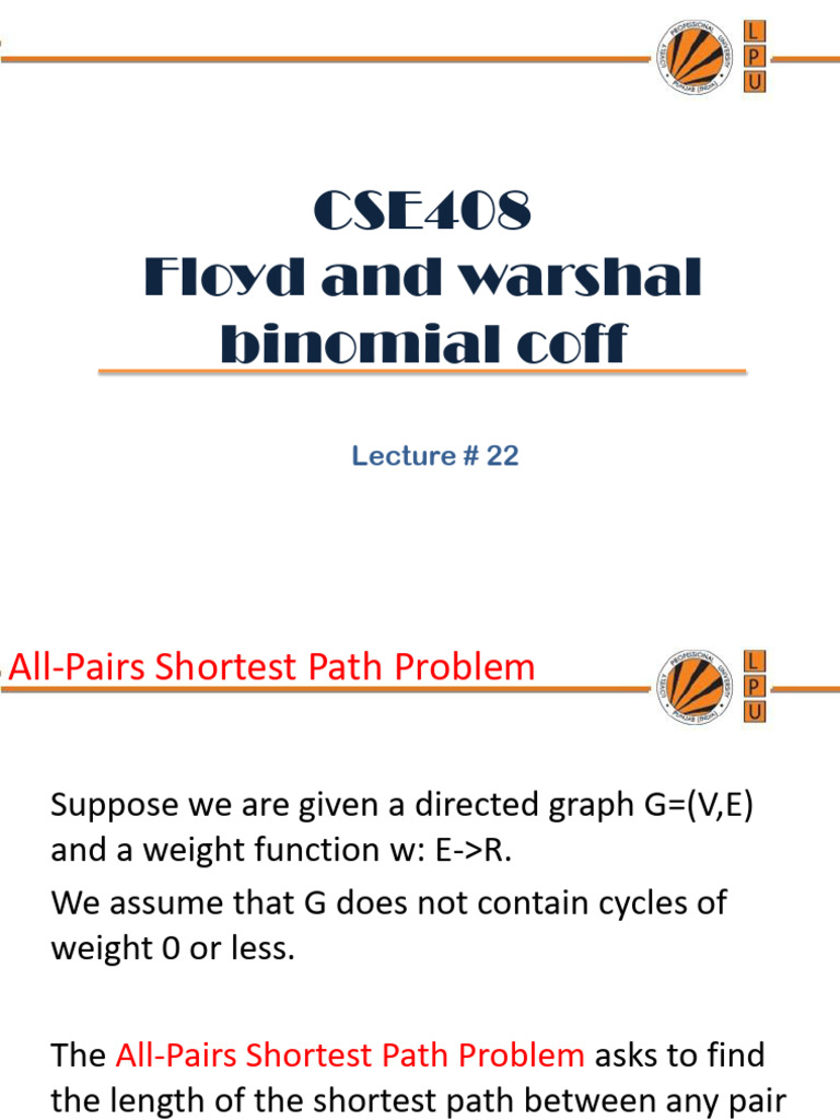 Floyd-Warshall Algorithm Overview | PDF | Theoretical Computer Science ...