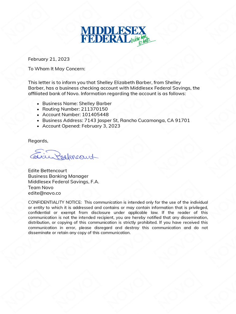 Middlesex Federal Savings Account Details | PDF