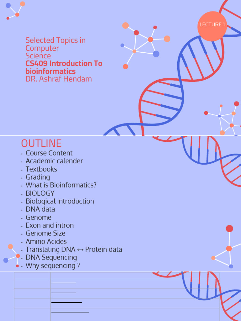Bioninformaticas Lecture - 1 | PDF | Bioinformatics | Genetic Code