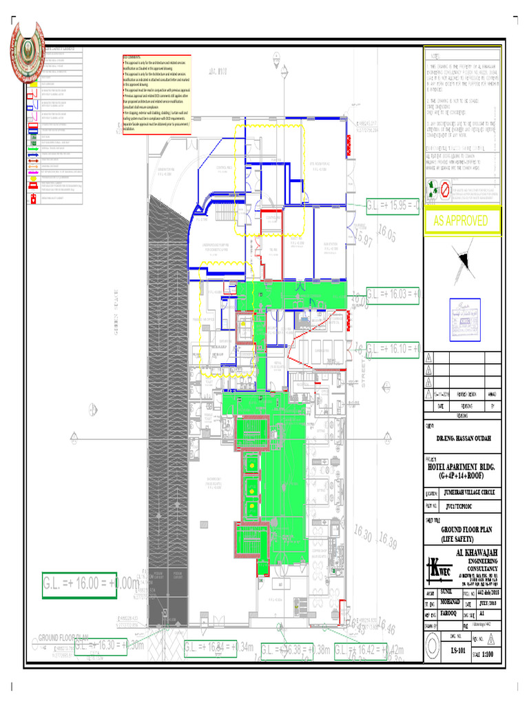 Fire Safety Plan for Hotel Building | PDF | Wall | Architectural Design