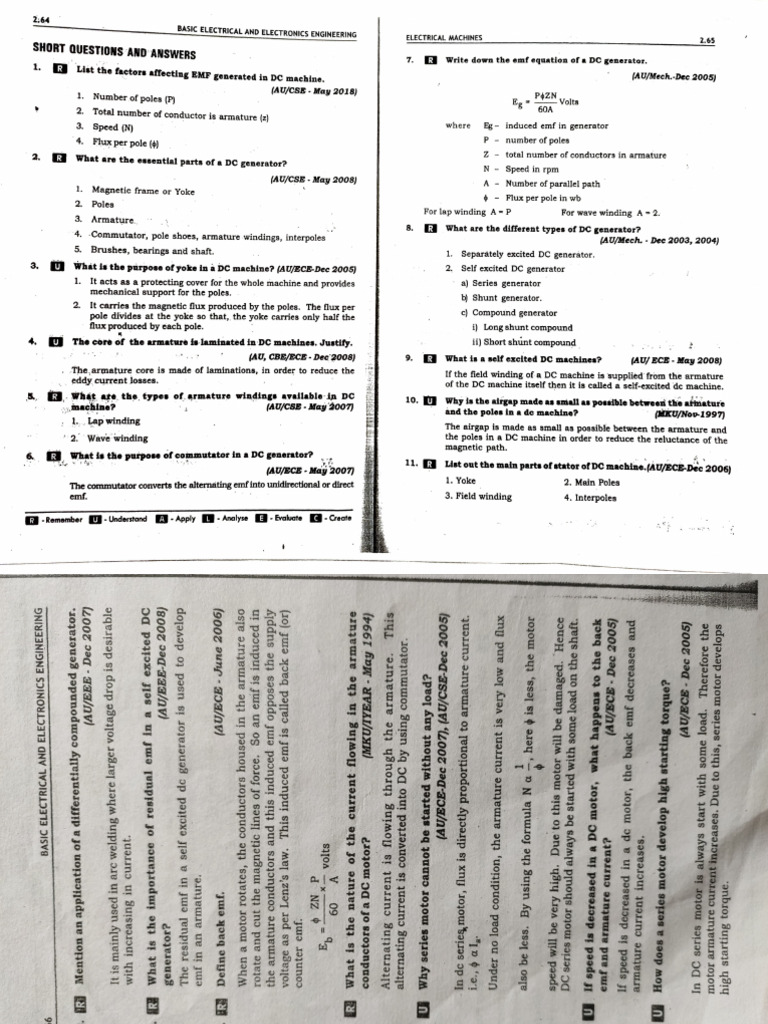 Ge23114 - Ee&ie - Unit 2 - Part A | PDF | Electric Motor | Transformer