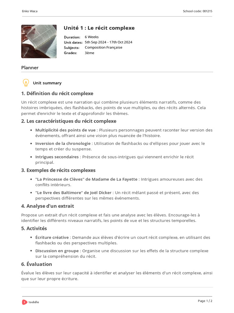 Récit complexe : définition et exemples | PDF | Récit