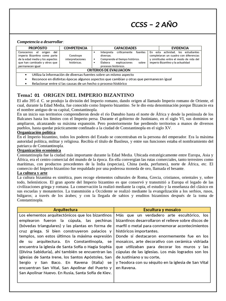 CCSS - para Segundo Año | PDF | imperio Bizantino | Justiniano I