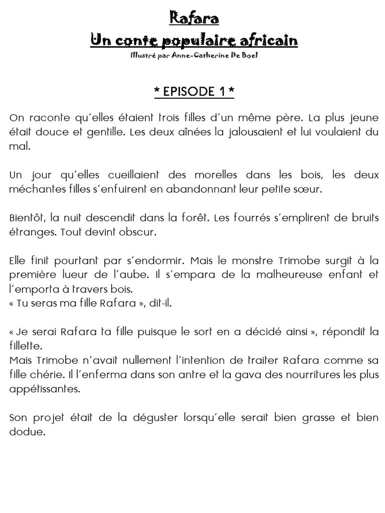 Rafara : Conte d'une fillette courageuse | PDF